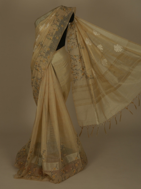 

Pothys Cream-Coloured Woven Design Tissue Saree