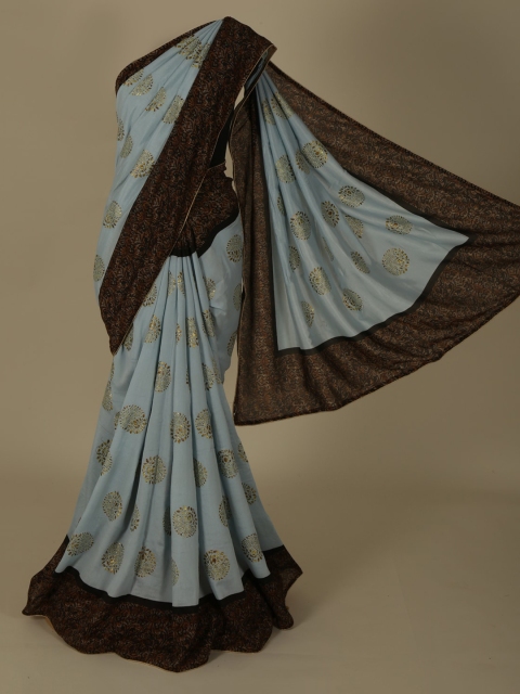 

Pothys Blue Printed Jute Silk Saree