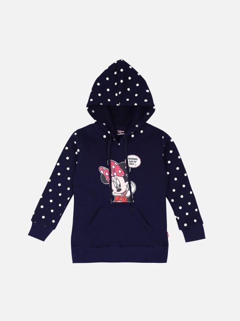 

PROTEENS Girls Navy Blue Printed Hooded Sweatshirt