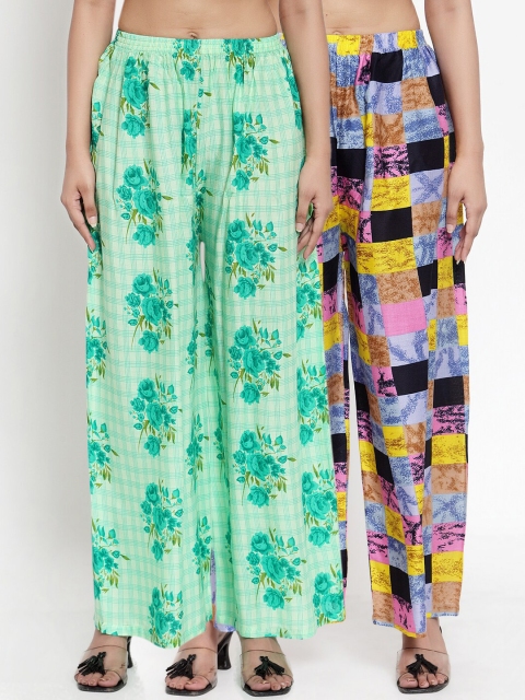 

NEUDIS Women Pack Of 2 Printed Wide Leg Palazzos, Multi