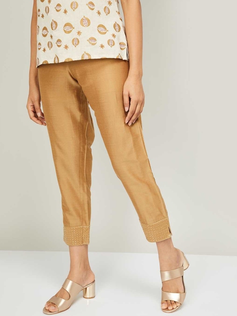 

Melange by Lifestyle Women Gold-Toned Regular Fit Solid Regular Trousers