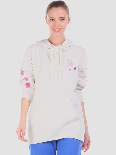 

GAP Women Grey Printed Hooded Sweatshirt