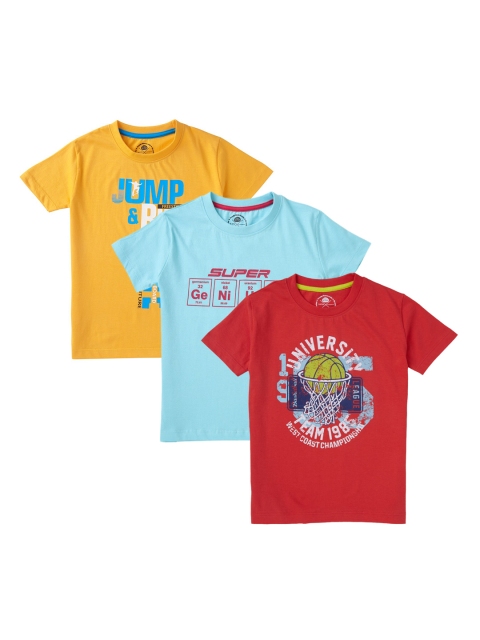 

Cub McPaws Boys Pack of 3 Printed Round Neck T-shirt, Red