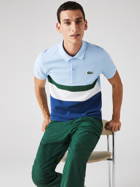 

Lacoste Men Blue & Green Colourblocked Polo Collar T-shirt