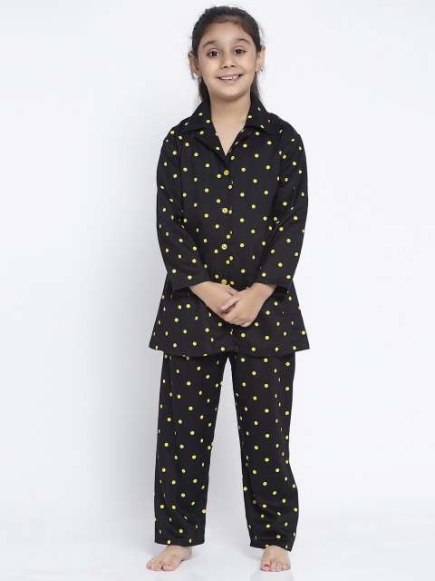 

Baani Creations Girls Black Printed Night suit
