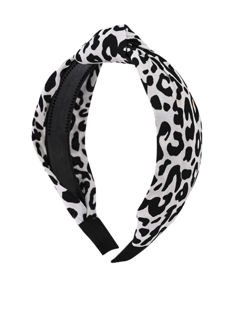 

BuckleUp Whit & Black Animal Print Hairband, White