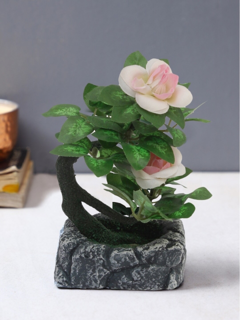 TAYHAA Green & Pink Artificial Bonsai Plant
