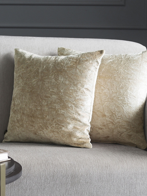 

GM Beige Set of 2 Solid Square Cushion Covers