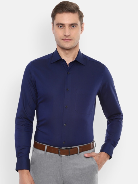 

Louis Philippe Men Navy Blue Regular Fit Solid Cotton Formal Shirt