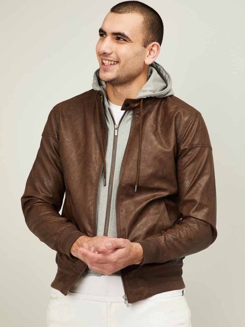 

Bossini Men Tan Brown Solid Open Front Jacket