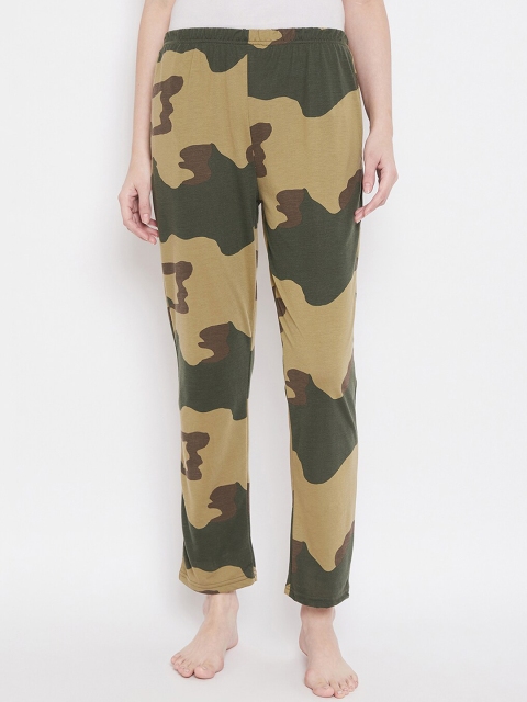 

Clovia Women Green & Beige Printed Lounge Pants