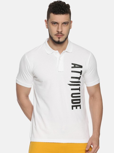 

ATTIITUDE Men White Printed Polo Collar T-shirt