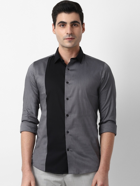 

Louis Philippe Sport Men Grey & Black Colourblocked Slim Fit Casual Shirt