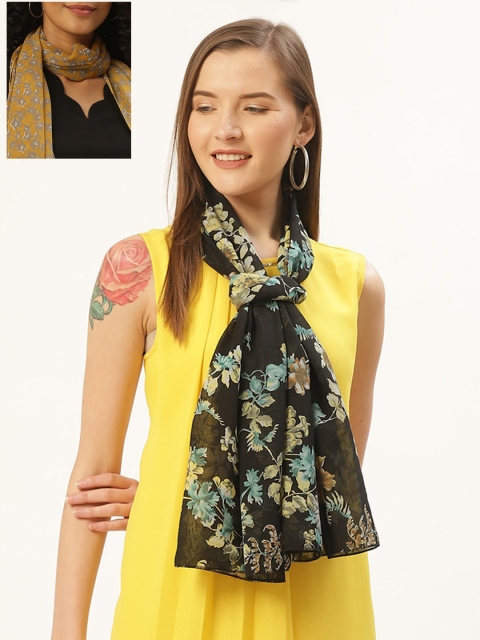 

Trend Arrest Women Set Of 2 Black & Yellow Printed Scarf