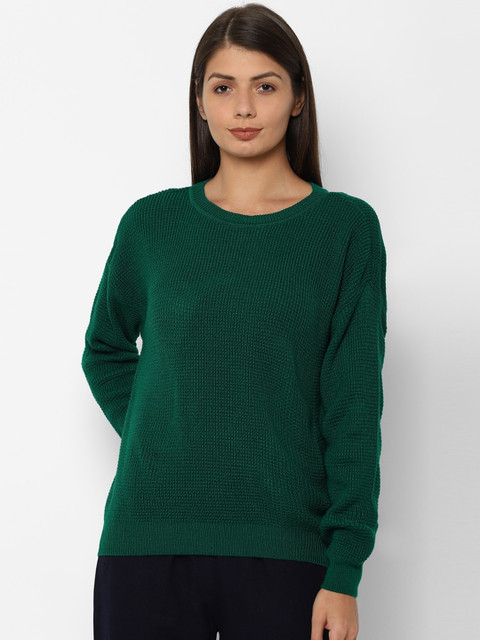 

Allen Solly Woman Women Green Self Design Pullover Sweater