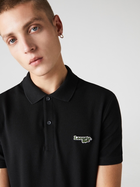 

Lacoste Men Black Solid Polo Collar T-shirt