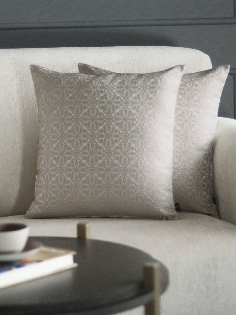 

GMF Taupe Set of 2 Self Design Square Cushion Covers