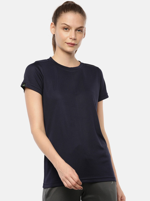 

FINO Women Navy Blue Solid Round Neck T-shirt