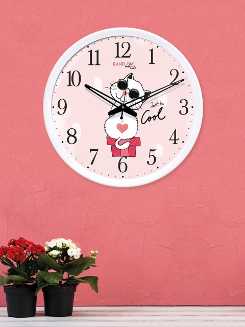 

RANDOM Multicolored Cool Cat Round Shaped Wall Clock With Glass, Multi