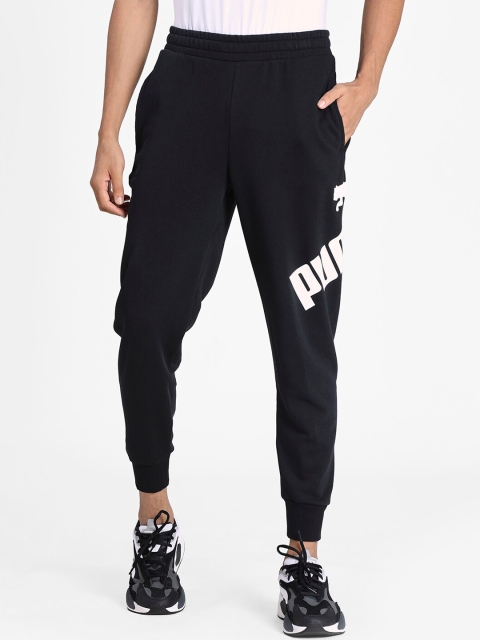 

Puma Men Black & White Brand Logo Straight-Fit Joggers
