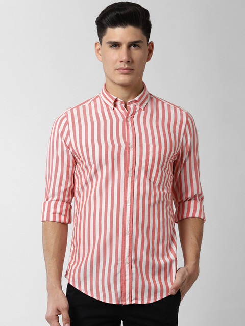 

Peter England Casuals Men Red Slim Fit Striped Casual Shirt
