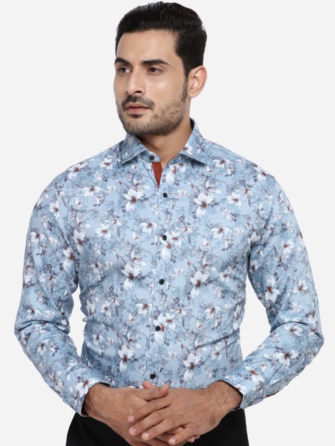 

Greenfibre Men Blue Slim Fit Printed Formal Shirt