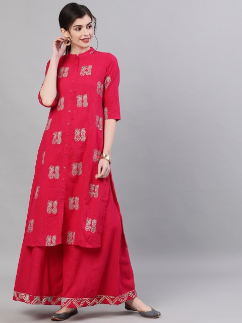 

Ishin DESIGNER STUDIO Women Pink Printed Kurta with Palazzos