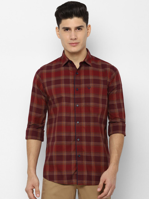 

Allen Solly Men Maroon Slim Fit Checked Casual Shirt