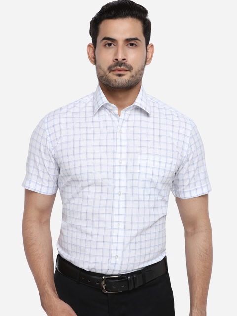

Greenfibre Men White & Blue Regular Fit Checked Formal Shirt