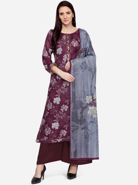 

Stylee LIFESTYLE Maroon Silk Blend Unstitched Dress Material