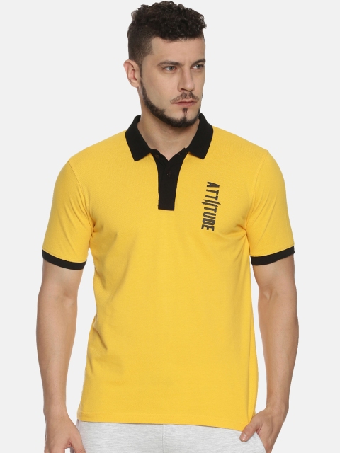 ATTIITUDE Men Yellow Printed Polo Collar T-shirt