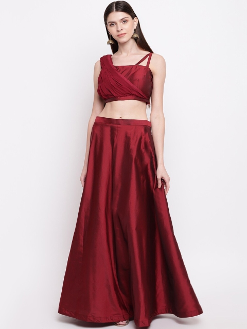 Capybara Women Red Solid Skirt With Top