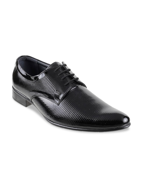 

Metro Men Black Textured Leather Formal Derbys