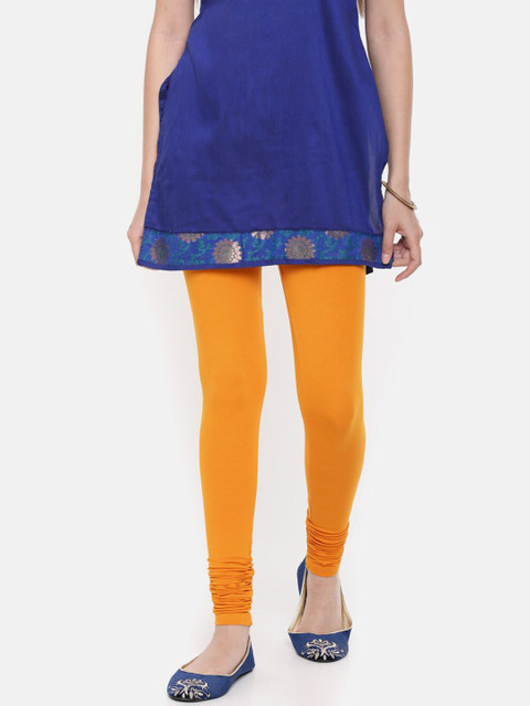 

De Moza Women Yellow Solid Churidar-Length Leggings