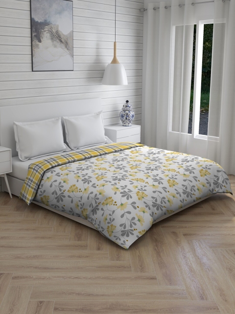 

Layers Grey & Yellow Floral Cotton 120 TC Printed Bedding Set