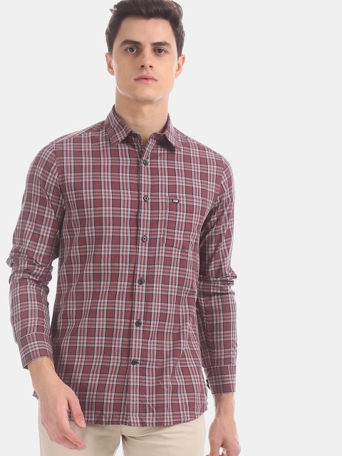 

Arrow Sport Men Brown & Maroon Regular Fit Checked Casual Shirt