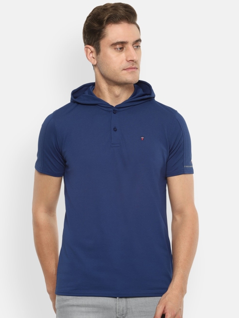 

Louis Philippe Sport Men Blue Solid Hood T-shirt