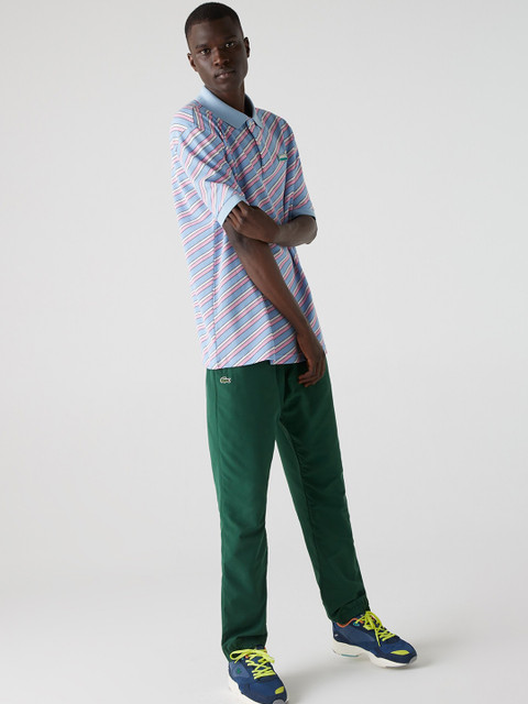 

Lacoste Men Blue Striped Polo Collar T-shirt