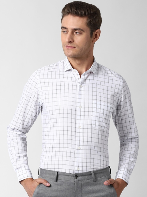 

Peter England Men White Slim Fit Checked Formal Shirt
