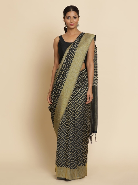 

Koskii Black & Gold-Coloured Art Silk Woven Design Saree