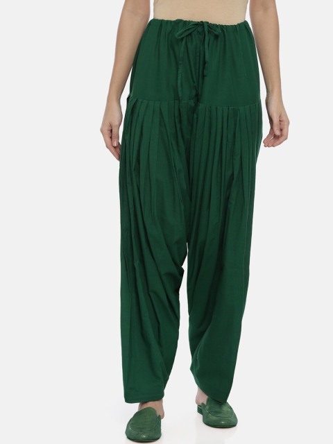 

Souchii Women Green Solid Loose-Fit High-Rise Patiala
