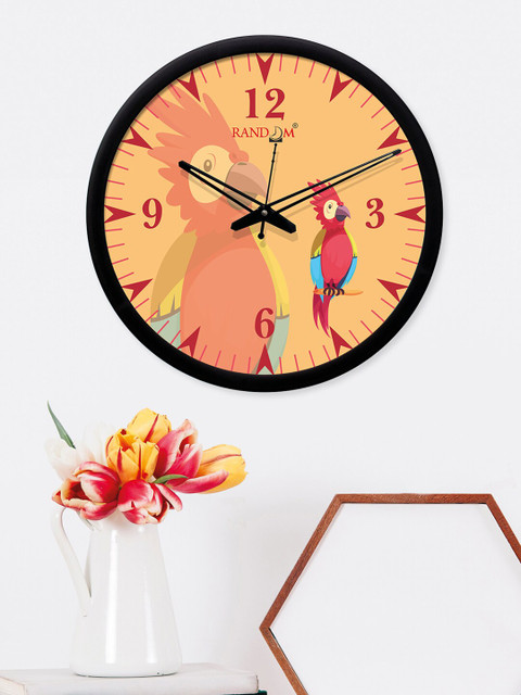 

RANDOM Black & Orange Round Solid 30.48 cm Digital Wall Clock