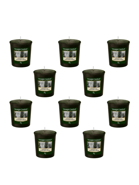 

YANKEE CANDLE Set Of 10 Classic Votive Evergreen Mist Scented Candles, Green