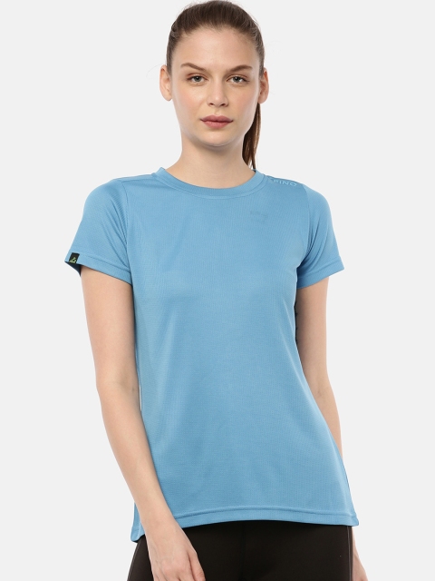 

FINO Women Blue Solid Round Neck T-shirt