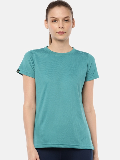 

FINO Women Teal Solid Round Neck T-shirt