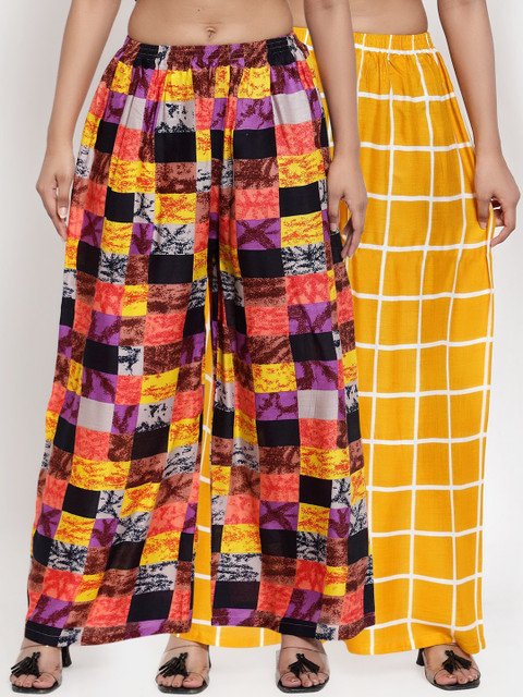 

NEUDIS Women Pack off 2 Solid Wide Leg Palazzos, Multi