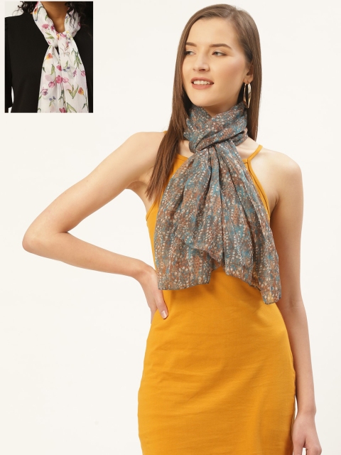 

Trend Arrest Women Set of 2 Grey & White Printed Scarf