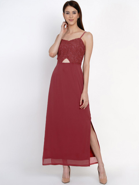 

Texco Women Red Self Design Maxi Dress