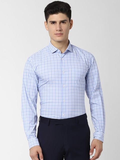 

Peter England Men Blue Slim Fit Checked Formal Shirt