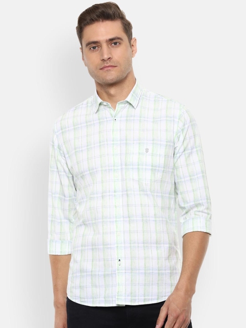 

Louis Philippe Sport Men White & Green Slim Fit Checked Casual Shirt
